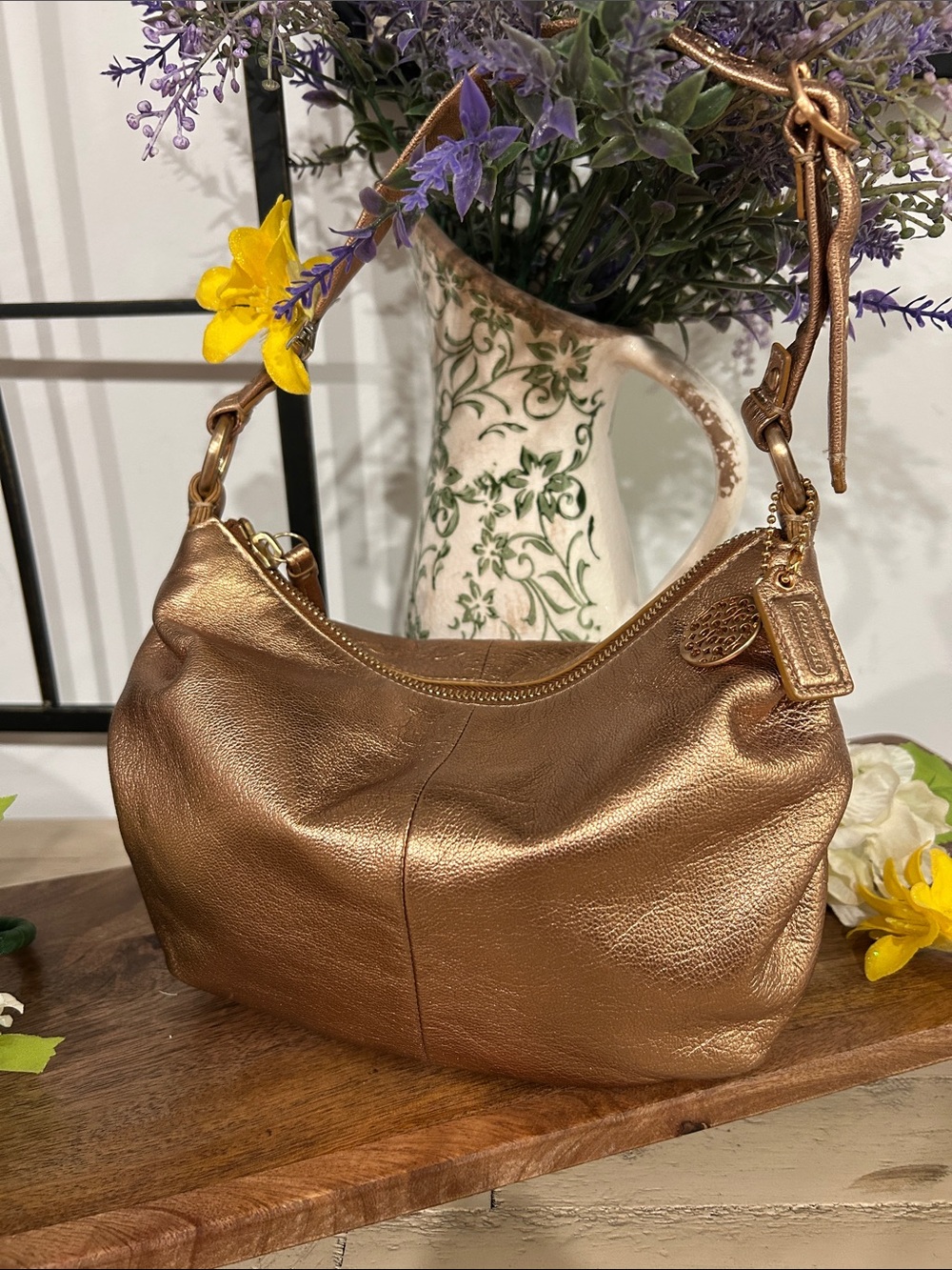 Coach Metallic Bronze Shoulder Hobo Bag